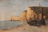 A Fishing Boat below a Cliff, ?Etretat