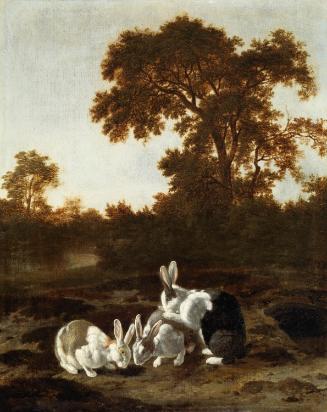 Rabbits at the Mouth of a Burrow
