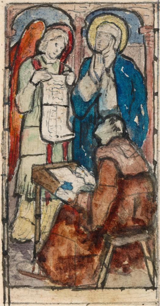 Saint Brigid with a Monk Inspired while Writing by an Angel