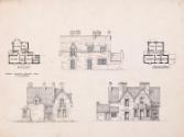 Ground Plan, Chamber Plan and Elevation of Front and Rear of House