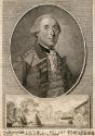 General George Augustus Eliott (1717-1790), later 1st Baron Heathfield, above a scene of the Siege of Gibraltar 1779-83