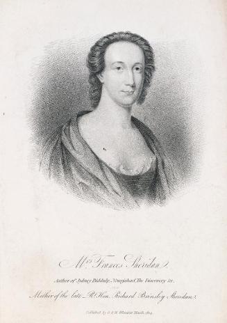 Mrs Thomas Sheridan (née Frances Chamberlane), (1724-1766), Author, Dramatist and mother of Richard Brinsley Sheridan