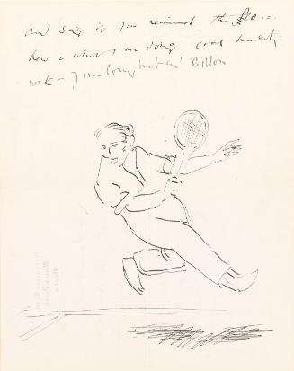 Letter with a Self-Portrait Playing Tennis at the Fitzwilliam Lawn Tennis Club, Dublin