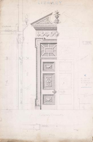 Elevation and Plan for Door and Frame, Library Doors