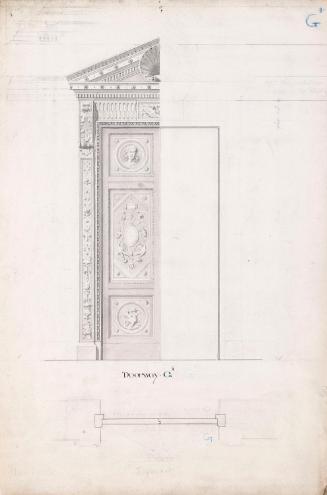 Elevation and Plan for Door and Frame, Doorway G'