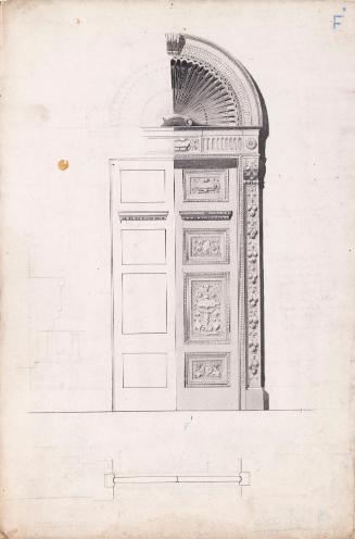 Elevation and Plan for Door and Frame, Doorway F'