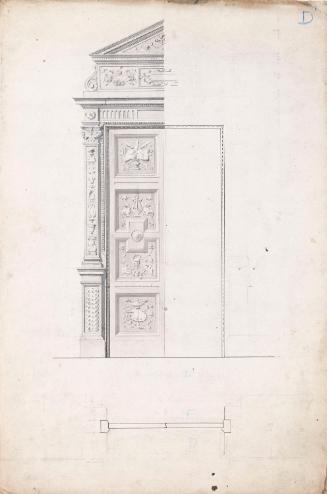Elevation and Plan for Door and Frame, Doorway D'