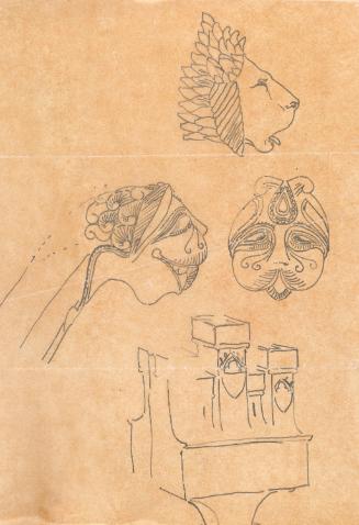 Lion-head and highly stylized Female Head