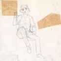 Seated Figure and Studies of Heads (pasted on)