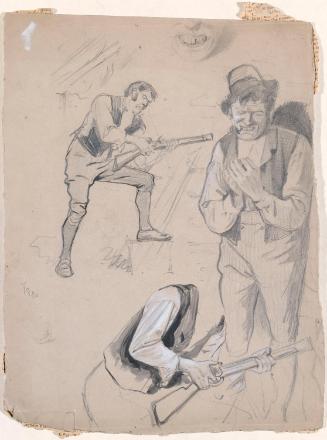 A Man Cocking a Musket (twice) and a Man Smoking a Pipe with Detail