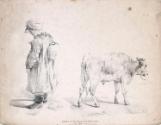 A Calf and a Boy Carrying a Pitcher