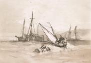Boats on the River Thames near Woolwich