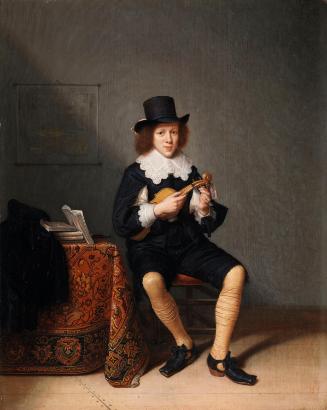 Man Aged Twenty Tuning a Violin