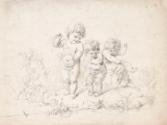 Putti playing with Goats