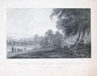 A Distant View of Swansea, South Wales, and its harbour with Oystermouth Castle, from Poppet Hill, at Sunrise