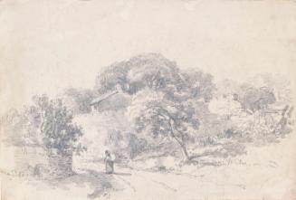 A Girl Carrying a Sack Down a Country Road