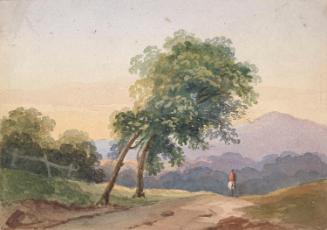 A Horseman on a Tree-Lined Road; A Ruined Tower by the Sea (on verso)