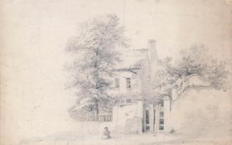 A Girl Seated Outside the Gates of a House