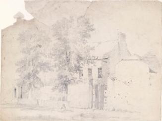 A Girl Seated outside the Gates of a House