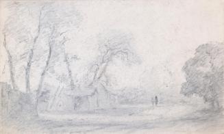 Figures on a Road by a Farmyard