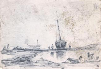 A Fishing Boat on the Strand; A Man Approaching a Shaded House (on verso)