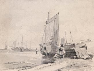 Fishermen and Boats on the Beach