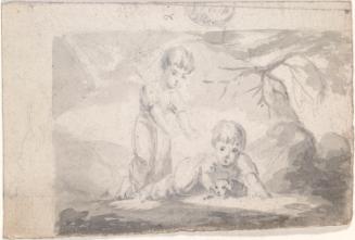 Two Children and a Dog; A Weeping Child and Heads in Profile (on verso)