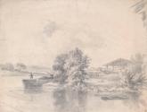 A Barge Leaving the Riverbank