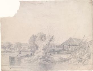 A Barge Mooring at the Riverbank