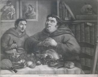 'Monachum no facit cucullus' - Francis Grose (1731-1791), Antiquary, Wit and Bon Viveur, with Theodosius Forrest (1729-1784), Lawyer, Artist and Writer, as Capuchin Monks Feasting at a Table