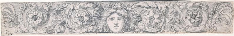 An Ornamental Panel with a Female Face amongst Acanthus Leaves