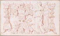 Trophies and a Winged Victory with a Laurel Wreath