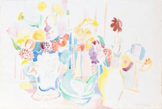 Two Vases of Flowers and a Terrine