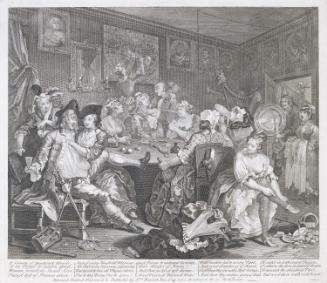 A Rake's Progress, Plate 3, Rakewell at the Rose Tavern, Drury Lane