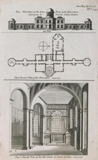 The East Front and Ground Plan of Dunsink Observatory, County Dublin and inside the Old Courts of Justice, Saint Michael's Hill