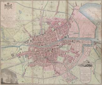 Modern Plan of the City and Environs of Dublin 1798 with Vignette of the Custom House