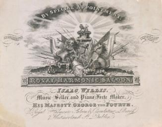 Advertisement for Isaac Willis - music seller and pianoforte maker to H.M. George IV at the Royal Harmonic Saloon