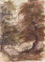 A Church among Trees; A Mountain River (on verso)