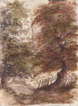 A Church among Trees; A Mountain River (on verso)