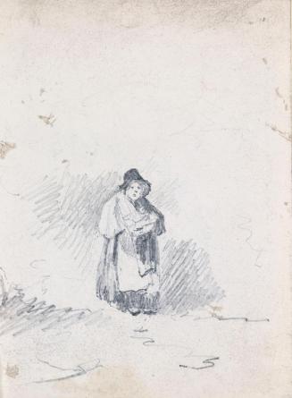 A Woman Carrying her Baby; Dense Trees (on verso)