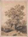 Figures by a tree