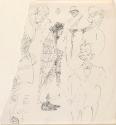 A Woman with a Shawl and Male Figures