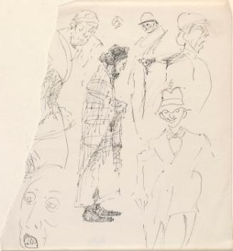 A Woman with a Shawl and Male Figures