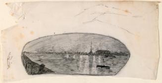 A Small Boat on a River at Night