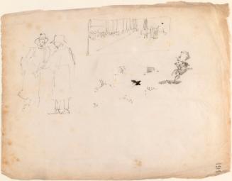 Two Men Talking, A Stage and a Clown's Head