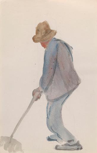 A Man with a Sweeping Brush