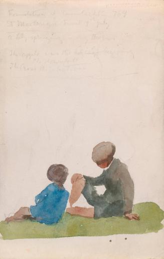Two Children Seated on the Grass