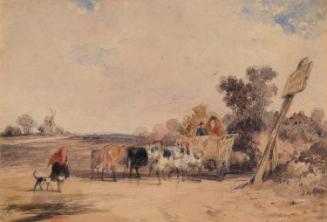 A Horse and Cart Passing Cattle near the Windmill on Wimbledon Common, London