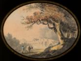 A Drover and Donkey near a Bridge