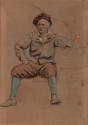 A Seated Man Drinking